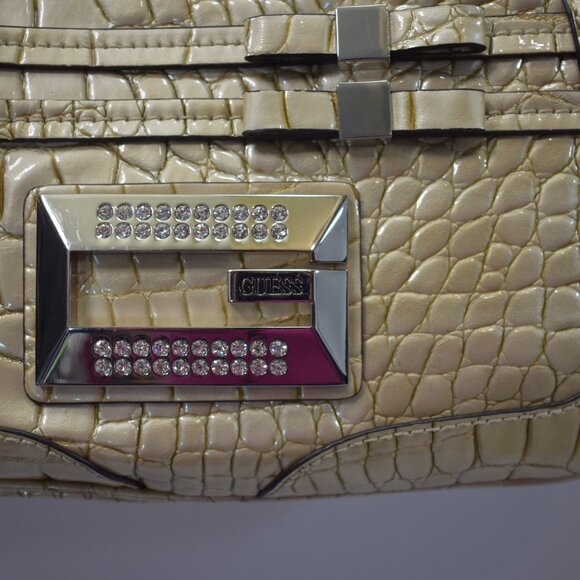GUESS SAMI BOW CROCO HANDBAG NEW - Picture 3 of 8